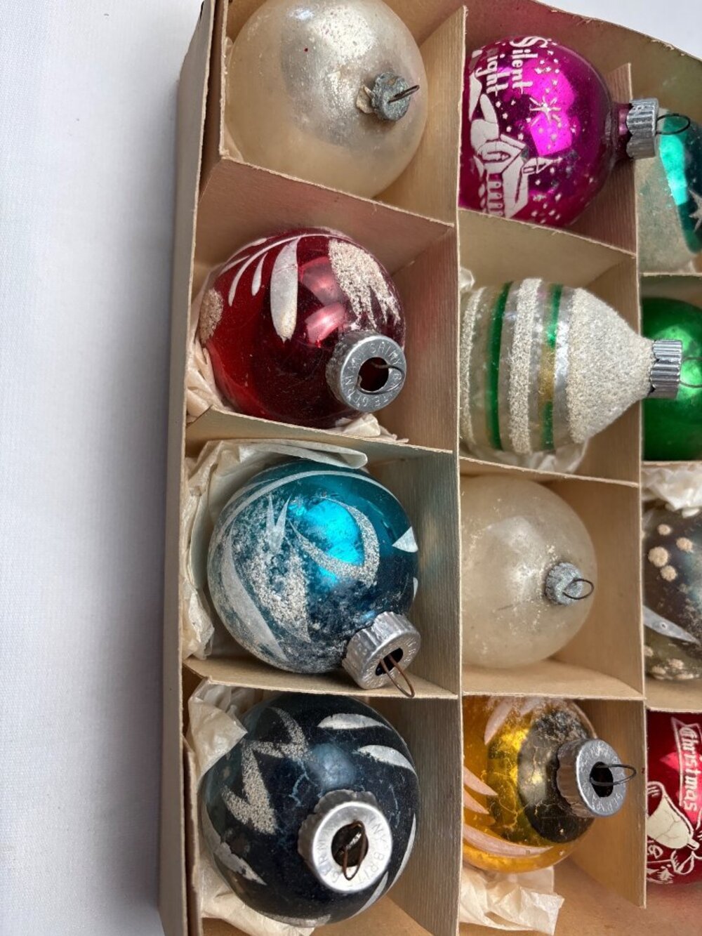 Shiny Brite Glass Christmas Ornaments Mixed Set 12 Assorted Colors Designs - Picture 4 of 13